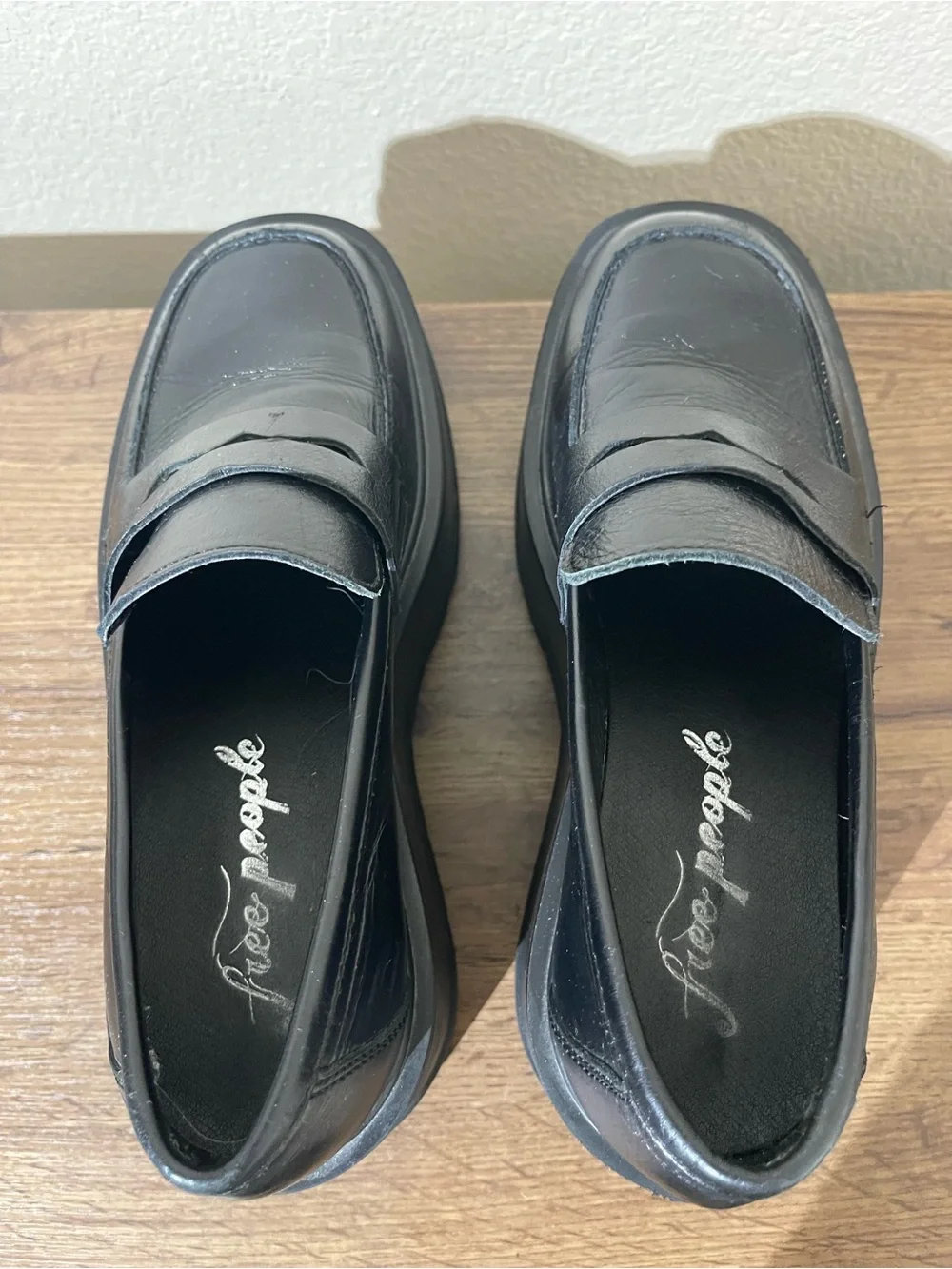Free People Black Platform Penny Loafers